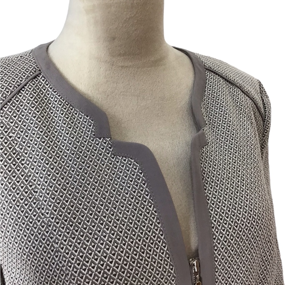 Basler Gray Metallic Textured Full Zippered Stretch Blazer Jacket Size 38 - Picture 5 of 12